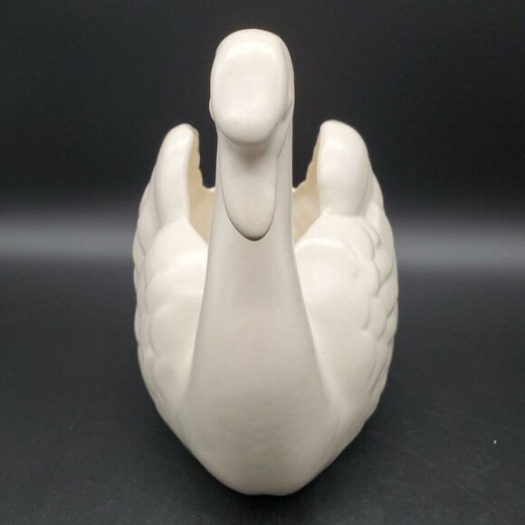 Mid-Century Modern Large Swan Planter 7" Tall Bisque Color Ceramic - Picture 2 of 12